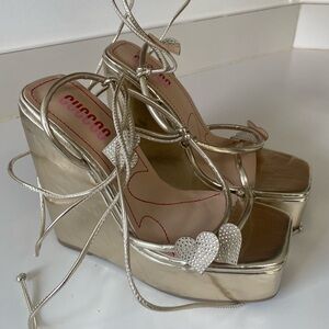 Gold heal sandals size 8